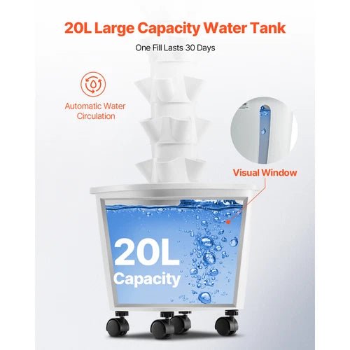 20L large capacity water tank with features highlighted on a white background