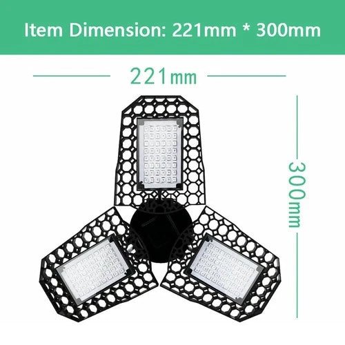 LED light fixture with dimensions 221mm x 300mm on a white background